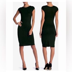 Velvet Torch Black Midi Dress  Cap Sleeve XS